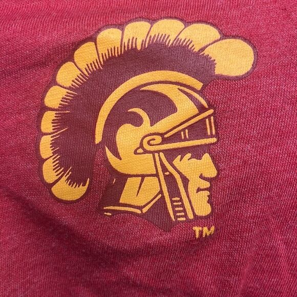 NIKE USC TROJANS VNECK COTTON TEE HEATHER RED GOLD CARDINAL LOGO YELLOW WHITE XL - Picture 6 of 7